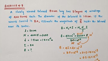 Exercise 4.8 // Class 12 Physics// Moving charges and magnetism//A closely wound solenoid 80cm long