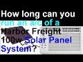 HOW LONG CAN YOU RUN  A/C ON HARBOR FREIGHT 100W SOLAR PANEL(63585)