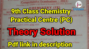 9th Class Practical Centre Chemistry Solved Comprehensive Paper 2023 by Ustani g