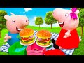 Peppa Pig e George Pig escolhem produtos para piquenique! Vídeo infantil. História infantil.