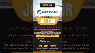 NTT DATA hiring #NTTDATA #WalkInDrive #ARCaller #ChennaiJobs #NightShiftJobs