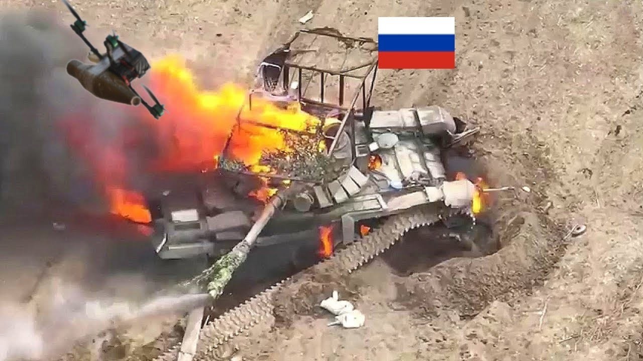Russian Tanks Trying to Cross the Minesweeper Here's What Happened! Drone Images from the War
