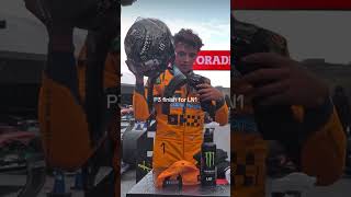 George Russell celebrates Sprint Win with Lando Norris & Charles Leclerc in Zandvoort