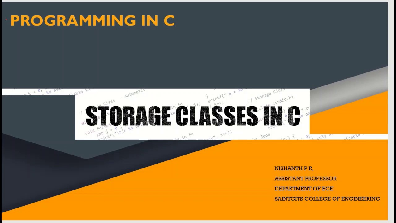 Storage Classes in C #EST 102 Programming in C - YouTube