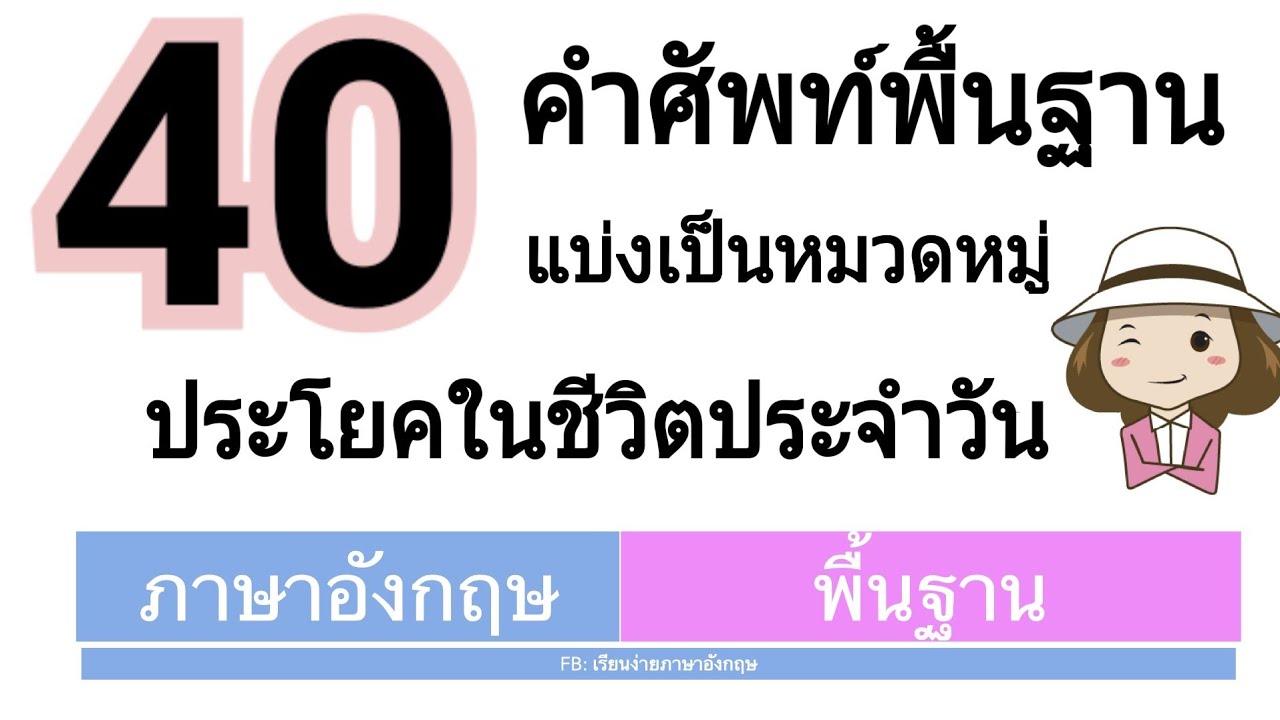 40 คำศัพท์พื้นฐาน | ประโยคใช้ในชีวิตประจำวัน | แบ่งเป็นหมวดหมู่ | เรียนง่าย ภาษาอังกฤษ - Youtube