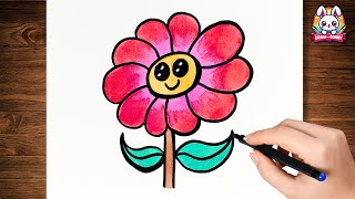 How to Draw a Flower Easy Step by Step Tutorial | DrawWithBunny