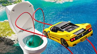 Cars vs GIANT TOILET in GTA 5