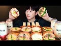 SUB)샌드위치에 달달한 라떼 디저트 먹방!🥪 (ft. 카야버터토스트 에그마요 참치마요 딸기라떼 버블밀크티) Sandwich mukbang asmr | 읍천리382