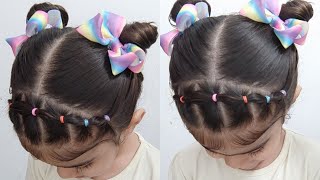 Cute Summer Hairstyle For Short Hair/rubber band Hairstyle#hairstyle #cutehairstyle #kidshairstyle