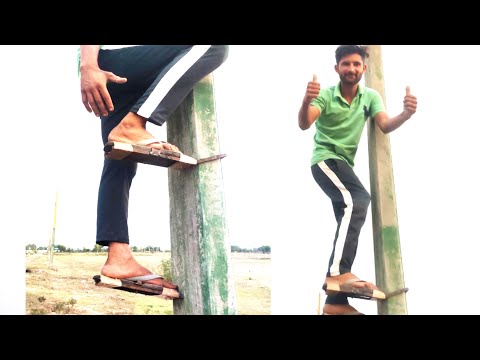 DesiJugad- How to Make Stairs To Climb On Electric pole || Unique Instrument For Pole Climbing