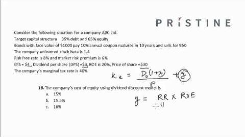 CFA Tutorial: Corporate Finance (Calculating Cost of Equity using Dividend Discount Model)