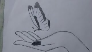 How to draw butterfly in hand.