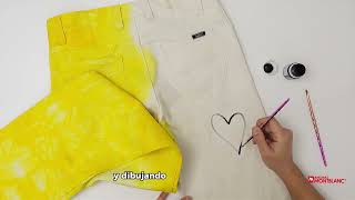 How to customize jeans with gold paint - YouTube