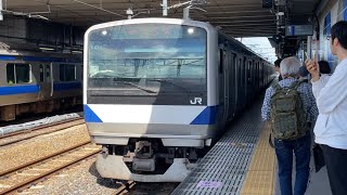 E531系0番台ｶﾂK474編成が友部駅1番線に普通土浦行きとして到着停車する動画（2023.8）