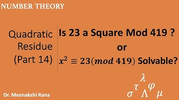 Quadratic Residue (Part 14) Example