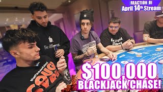Adin Ross, Cheesur, Konvy & The Boys $100,000 Chasing on Blackjack Reaction! #blackjack #vegas