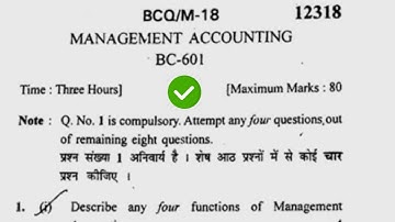 2018 Kuk BCom 6th Sem Management Accounting Question Paper