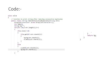 Removing consecutive duplicates using Stack| JAVA