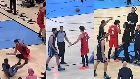 Ja Morant confront Deni Avdija after he tripped Cedric Coward👀
