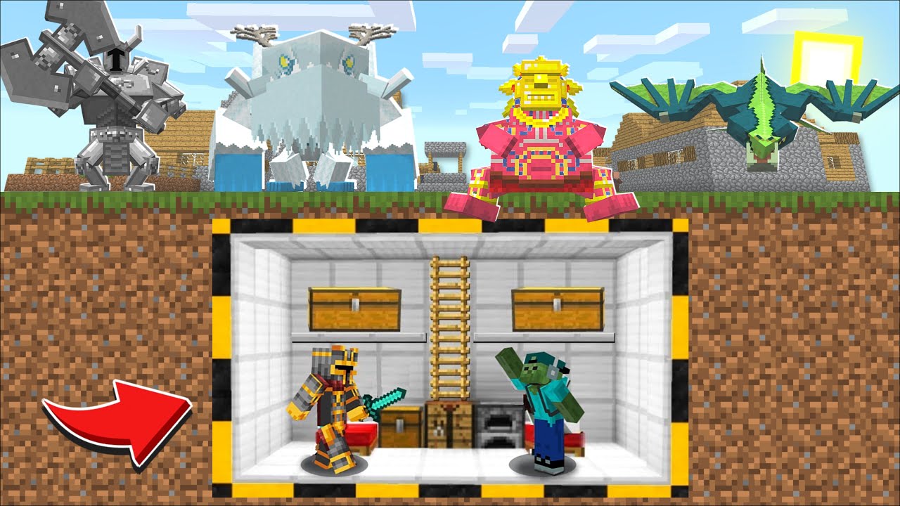 Minecraft BUILD SECRET UNDERGROUND BUNKER AGAINST MOWZIES MOBS MOD ! DONT GET CAUGHT! Minecraft Mods