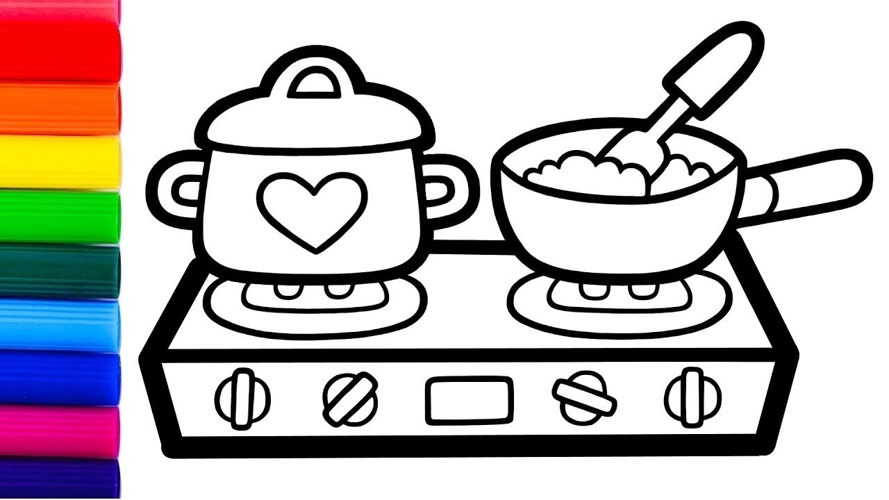 How to draw stove Stove Drawing, Painting and Coloring for Kids YouTube