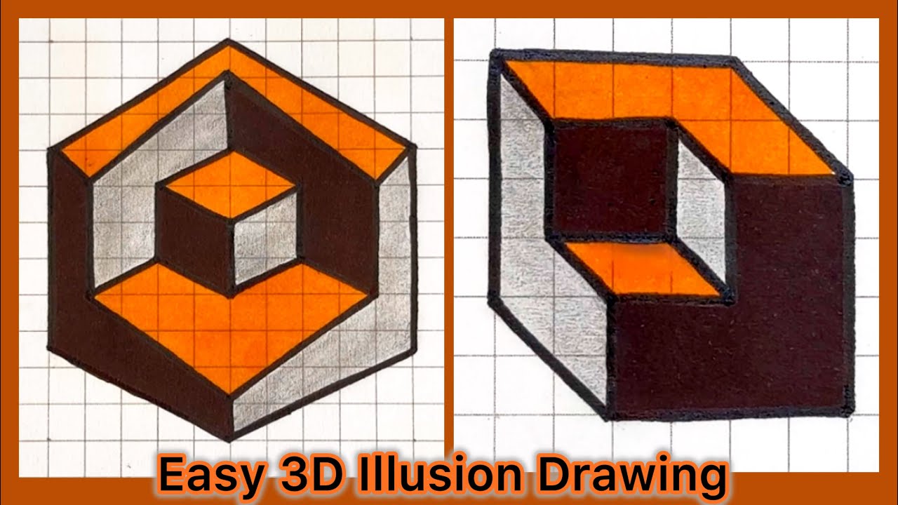 Easy 3D Cubes Drawings & Illusion Art Tricks On Graph/ Grid Paper 🏻🖍️ ...