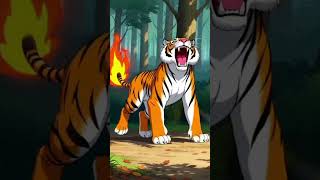 The monkey set the fire on tiger's tail,,#naughty #monkey #shorts