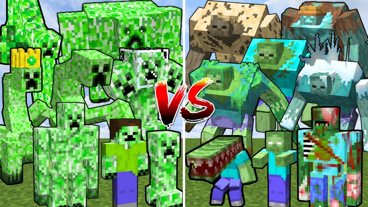 ALL MINECRAFT MUTANT CREEPERS vs ALL MINECRAFT MUTANT ZOMBIES | Minecraft Mob Battle