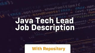 java tech lead job description