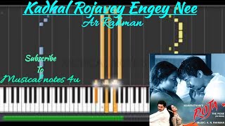 Video thumbnail of "KADHAL ROJAVE PIANO NOTES | Ar Rahman | Roja | Musical notes 4u"