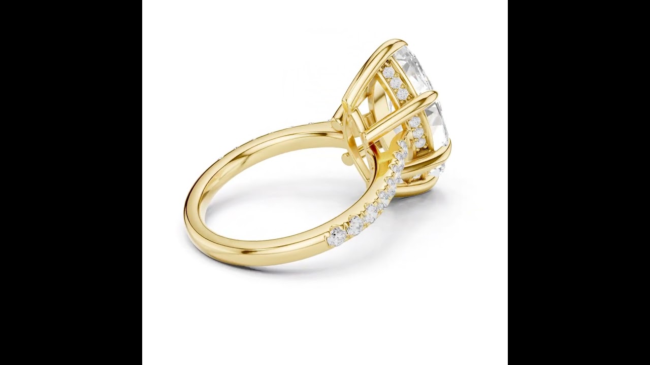 Pave Set Marquise Cut Diamond Hidden Halo Ring