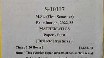 M.Sc (1 sem )|| Discrete Structures|| Exam Paper 2022- 23|| Maths || Sridevsuman University ||