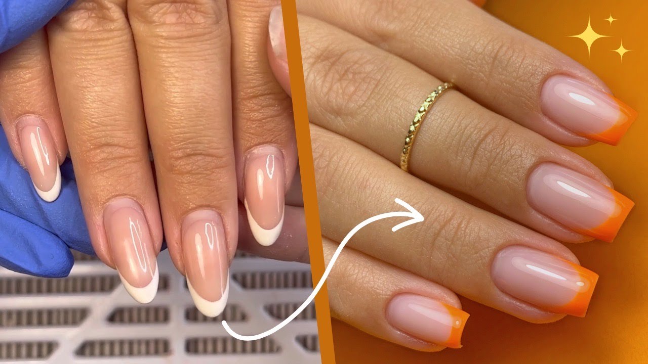 Comment passer d’une amande à un carré parfait ? 🍊🧡 | Retouche gel