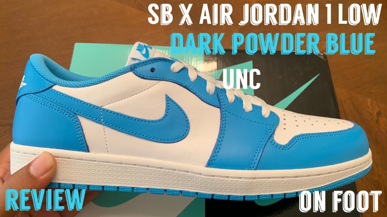 SB X Air Jordan 1 Low Dark Powder Blue UNC 1 Unboxing, Detailed Review & On Foot w/McFly KOF - YouTube