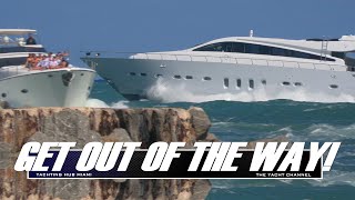 GET OUT OF THE WAY! LEOPARD YACHT ABORTS ENTRANCE AT HAULOVER INLET | HULL CRUSHER CAPTURE