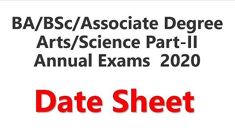 BA/BSc/Associate Degree Arts/Science Part-II Annual Exam 2020 date sheet