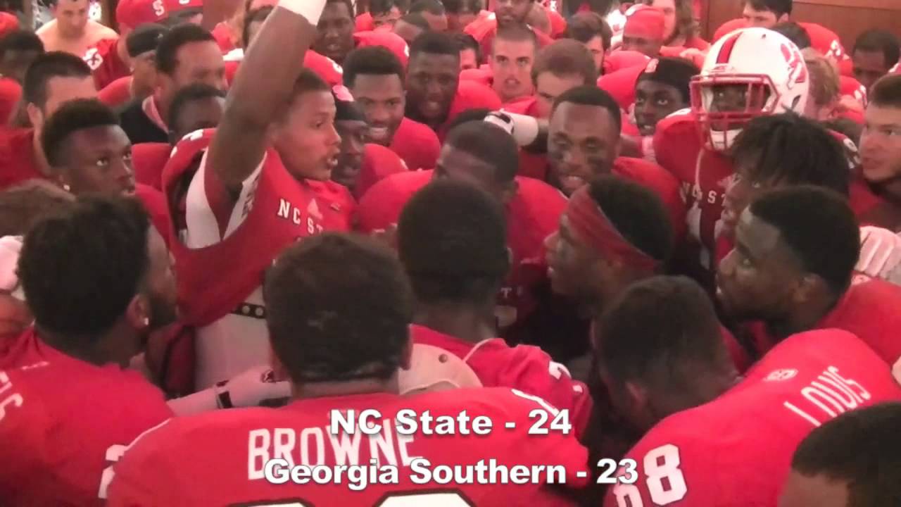 Wolfpack Football Locker Room Celebration Victory over
