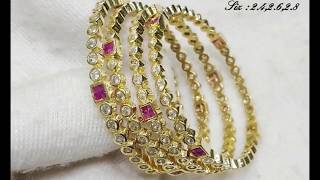 latest 1gm gold bangles designs || top cz stone bangles  collections screenshot 5