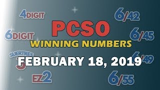 P29M Jackpot Grand Lotto 6/55, EZ2, Suertres, 4 Digit, and Megalotto 6/45 Draw | February 18, 2019