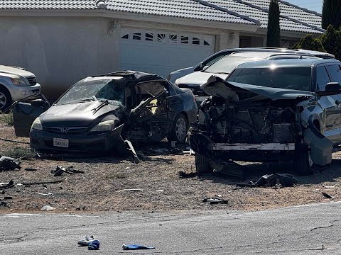 Two vehicle traffic accident on 11th Ave. in Cypress Avenue in Victorville