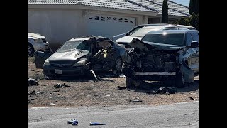 Two vehicle traffic accident on 11th Ave. in Cypress Avenue in Victorville