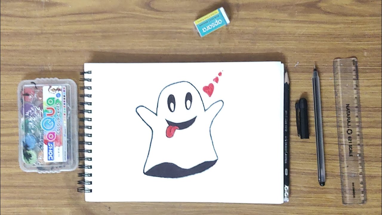 Easy cute ghost / ghost drawing step by step 