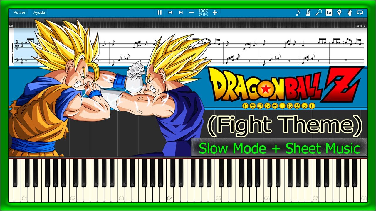 Fight Theme - Dragon Ball Z Slow + Sheet Music (Piano Tutorial) - YouTube