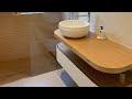 Linear tray, large format tile install wet room