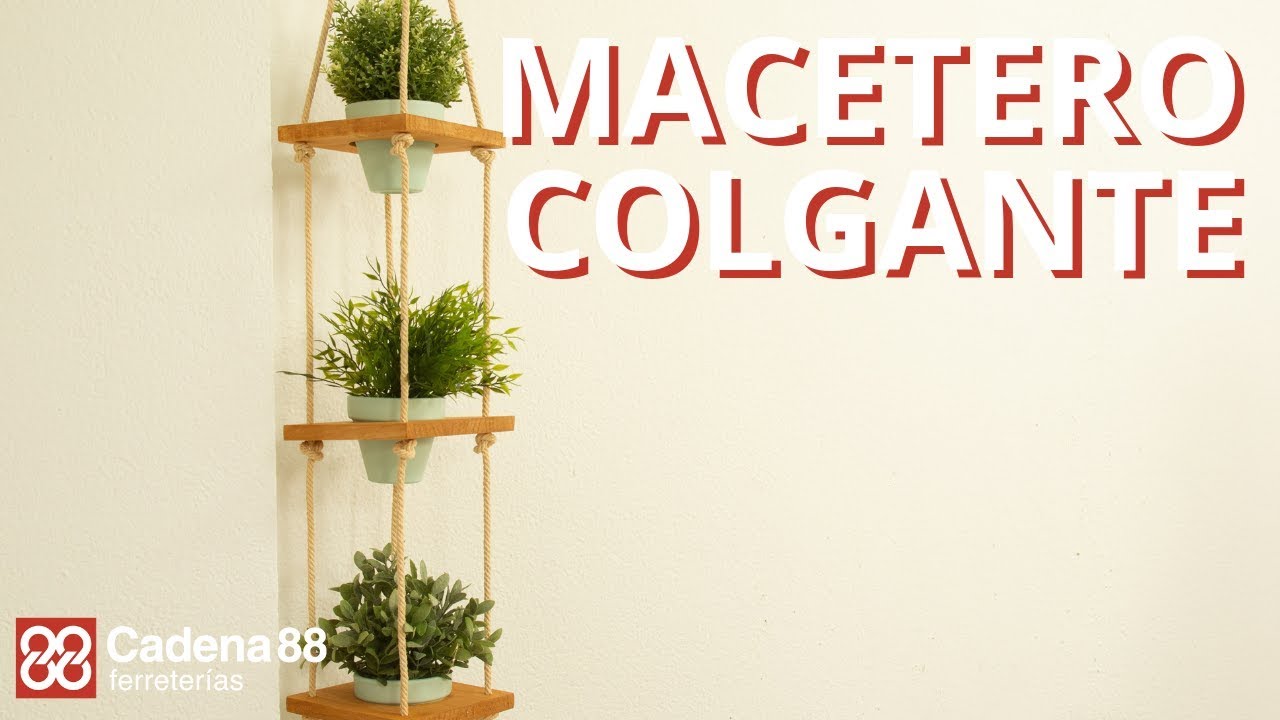 Macetero colgante casero de madera y cuerda - Handfie DIY