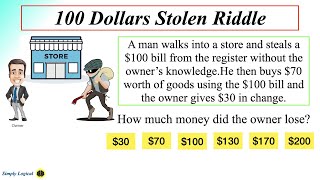 100 Dollars Stolen Riddle || A Man Stole 100 Dollars Riddle answer || Solution Explained