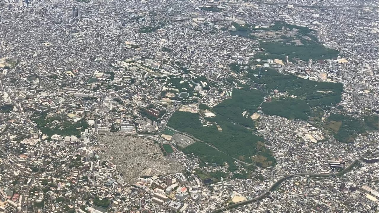 名古屋市上空から中部国際空港への着陸 (JAL B737)