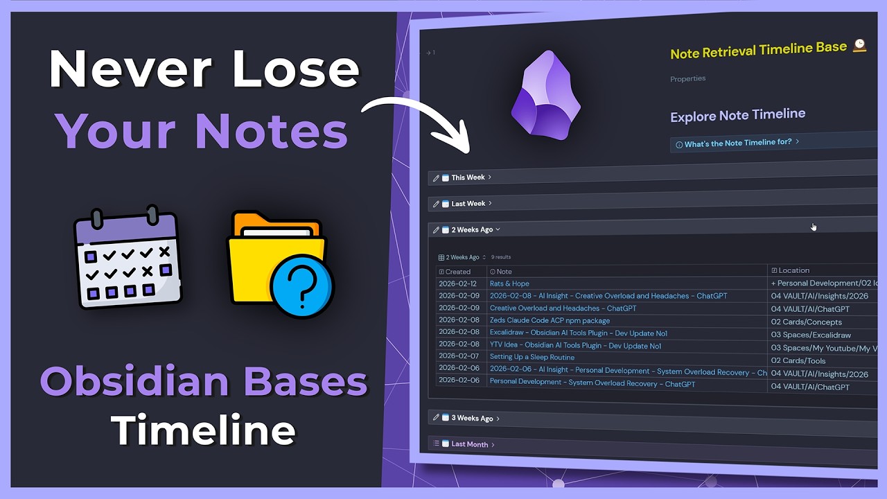 Никогда не теряйте свои записи — Хронология поиска записей в Obsidian Bases