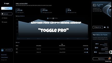 Toggle Pro Airdrop Referral Code:  e793481b-7237-48f7-87dc-d9b4f30d3d92 #cryptoairdrop #cryptomining