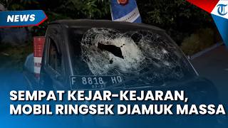 Senggol Motor Lalu Tancap Gas, Mobil Pick Up Dikejar hingga Kaca Pecah Diamuk Massa di Sentul Bogor